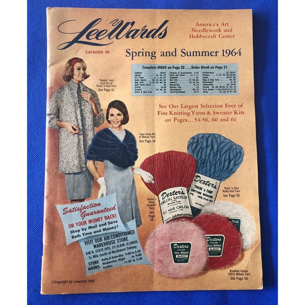 Vintage 1964 LeeWards Catalog Hobby Craft Fashion Crewel Flowers Linens Elgin IL